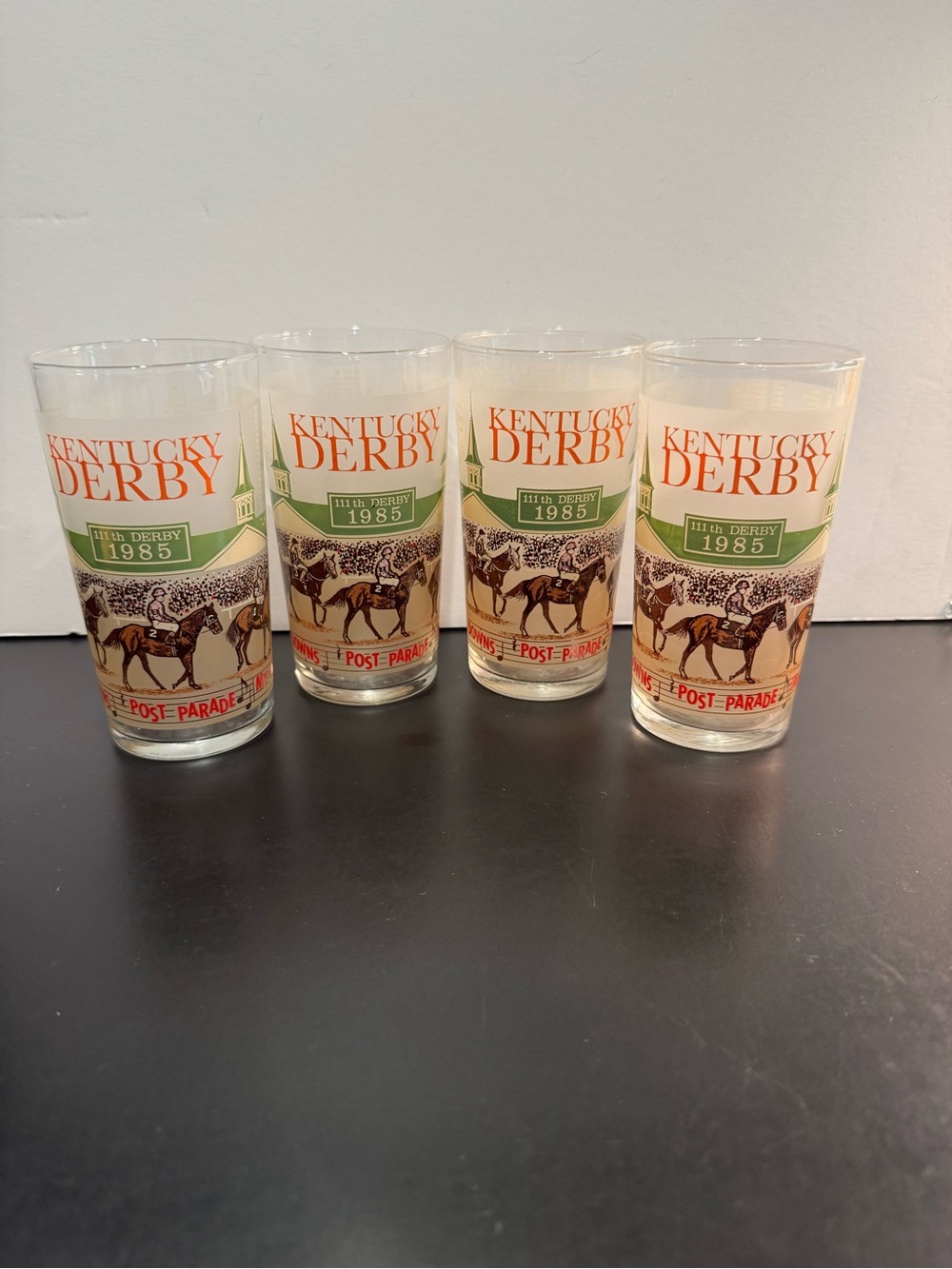 1985 Kentucky Derby 111 Mint Julep Glasses Set of Four
